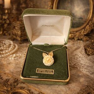 Genuine Ivory Rose Necklace 14KT Gold Filled